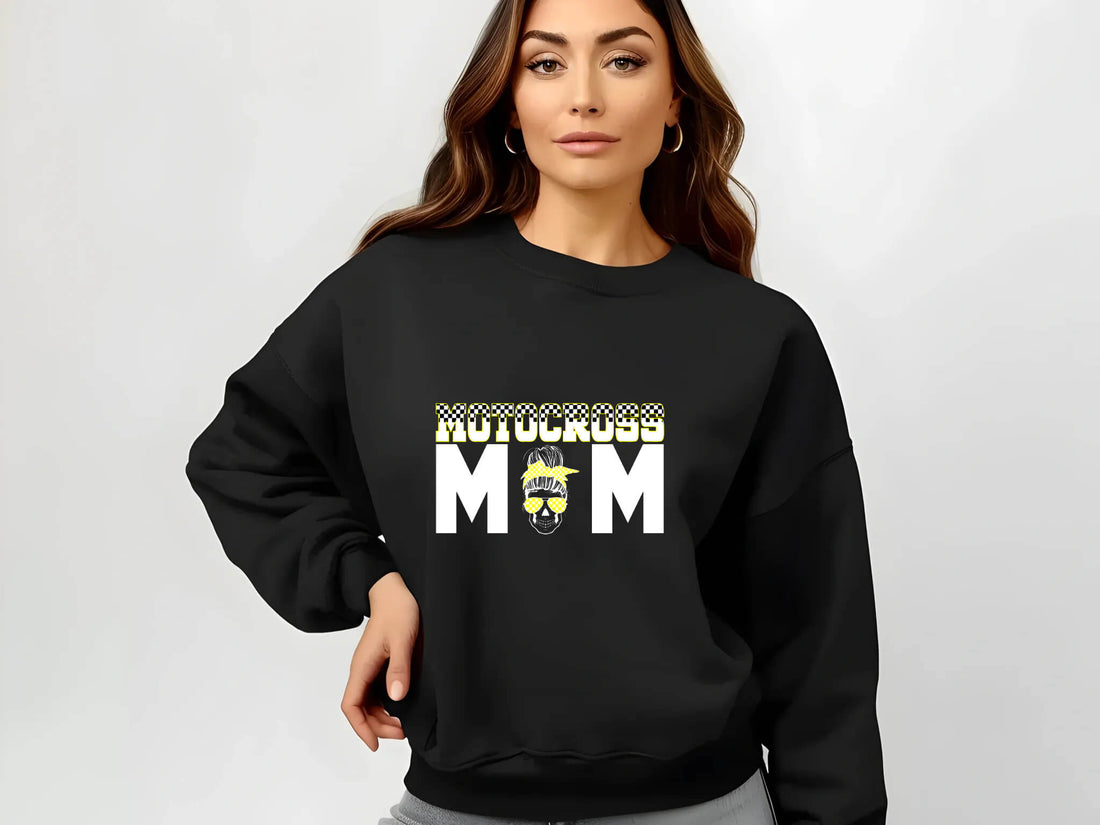 Racing - Motocross Mom Customizable Messy Bun Graphic Print Women’s Sweatshirt