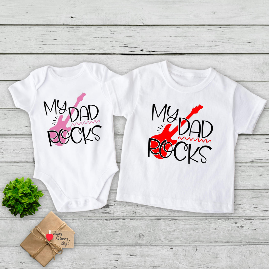 My Dad Rocks Music Rocker Baby Onesie Boy's Girl's T-Shirt Birthday Christmas Father's Day Shower Gift