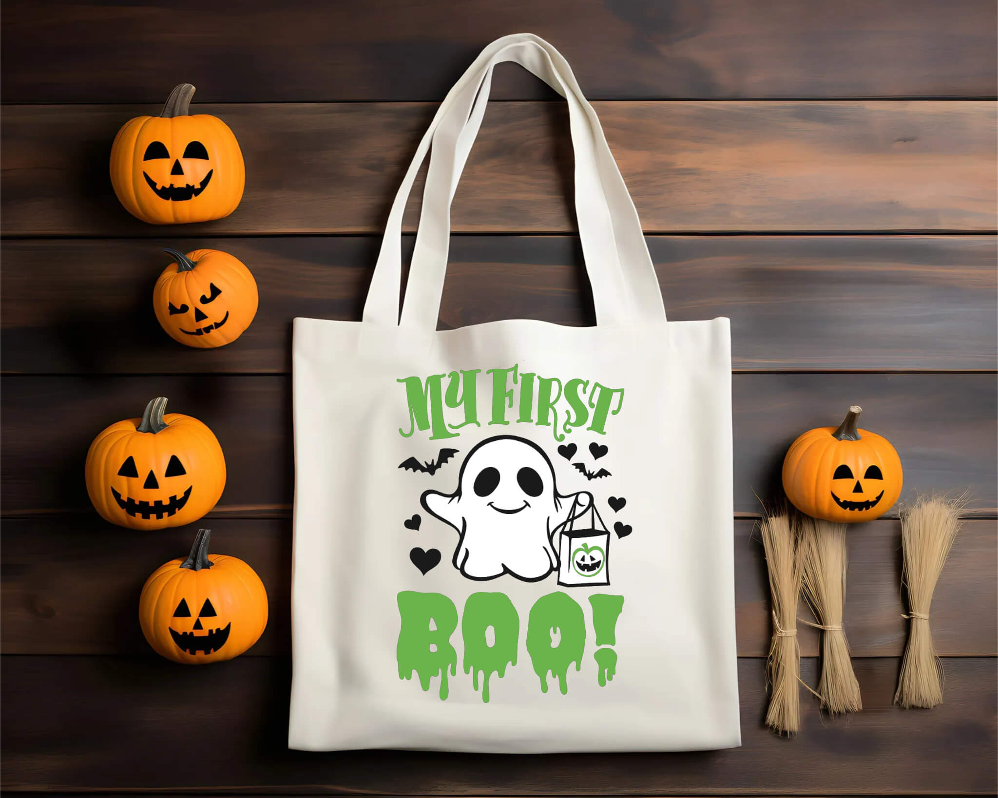 Halloween My First Boo Boy's or Girl's Trick or Treat Candy Large Tote Bag