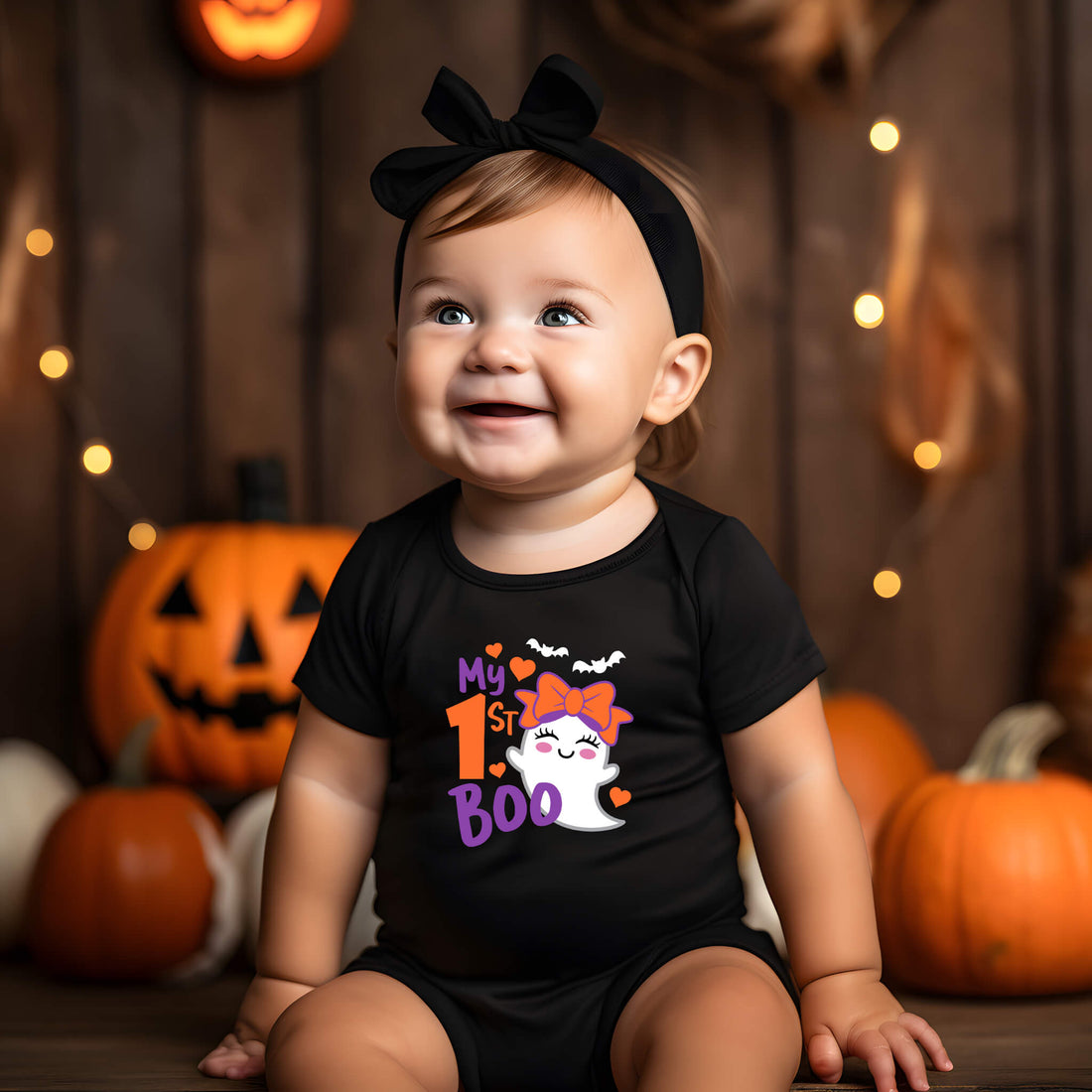 Halloween My First Boo Boy's or Girl's Baby Onesie Graphic Print