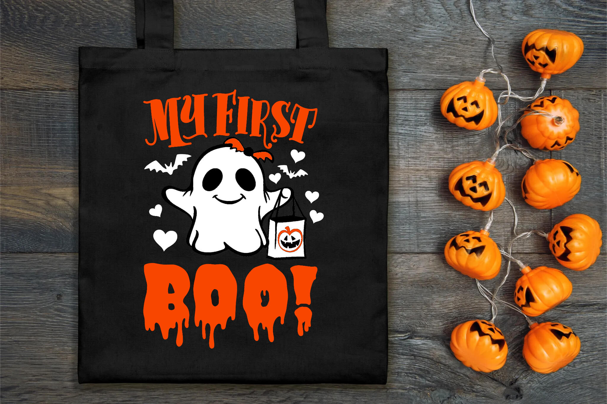 Halloween My First Boo Dulces de truco o trato para niño o niña Bolsa de tela grande