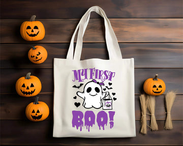 Halloween My First Boo Boy's or Girl's Trick or Treat Candy Large Tote Bag