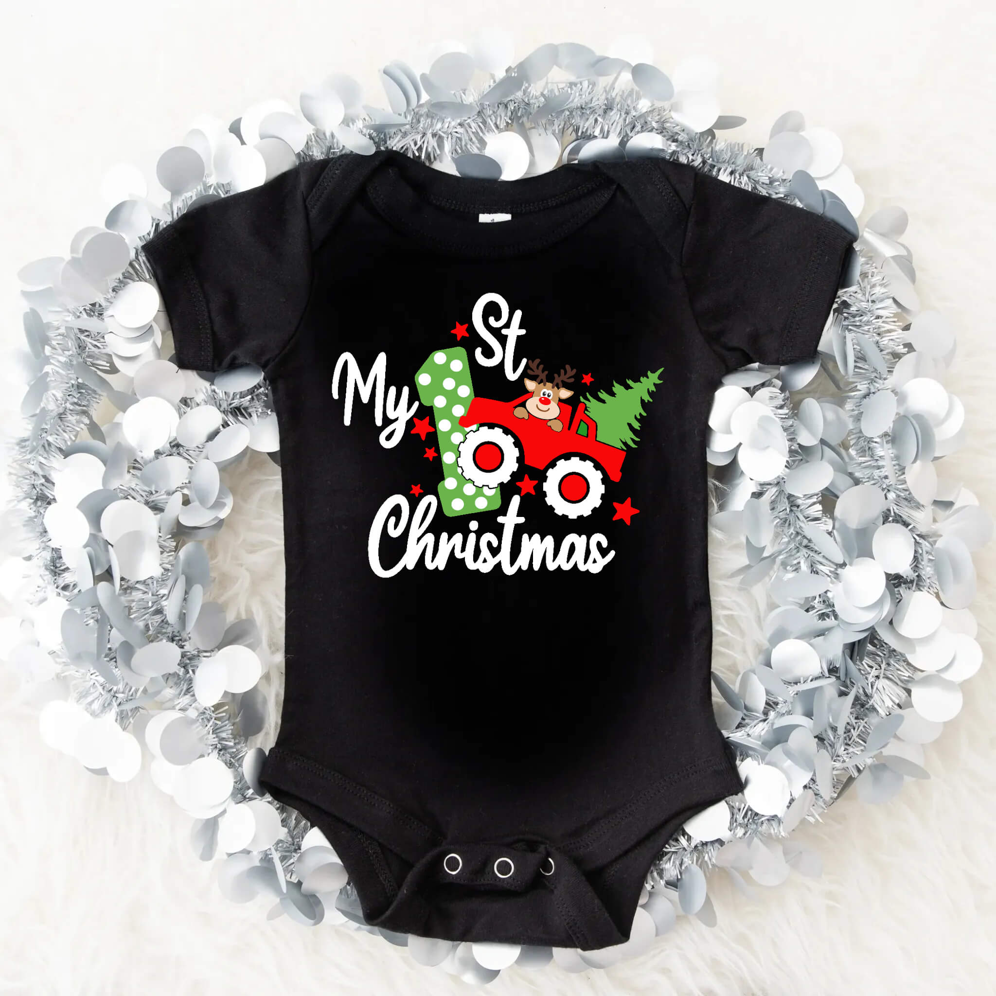 Christmas Baby Boy Onesie My 1st Christmas Reindeer Graphic Print