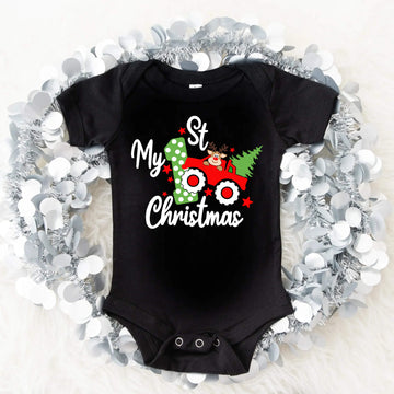 Mono navideño para bebé niño con estampado gráfico de mi primer reno navideño