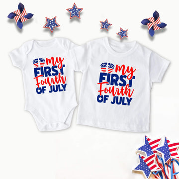 4th of July - My First Fourth of July Patriotic Unisex Boy’s Girl’s Graphic Print Onesie / T-shirt