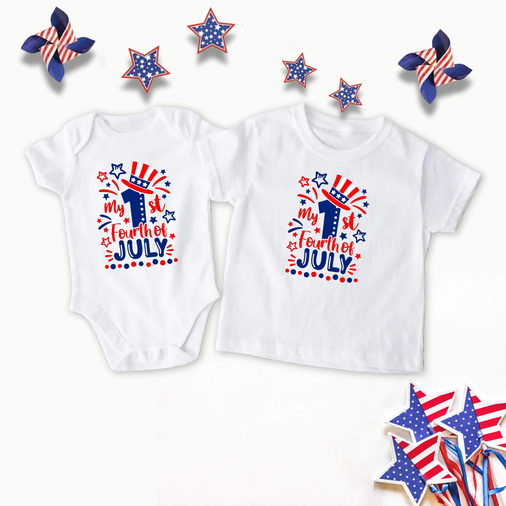 4th of July - My First Fourth of July Patriotic Boy’s Graphic Print Onesie / T-Shirt