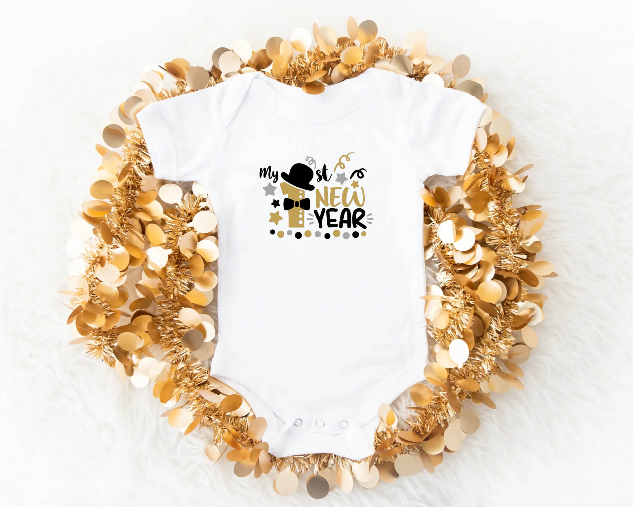 New Year's My 1st New Year Baby Boy Onesie Graphic Print T-Shirt