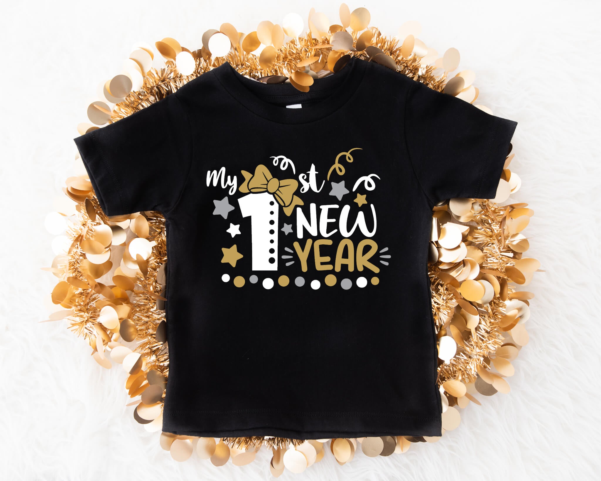 New Year's My 1st New Year Baby Girl Onesie Graphic Print T-Shirt