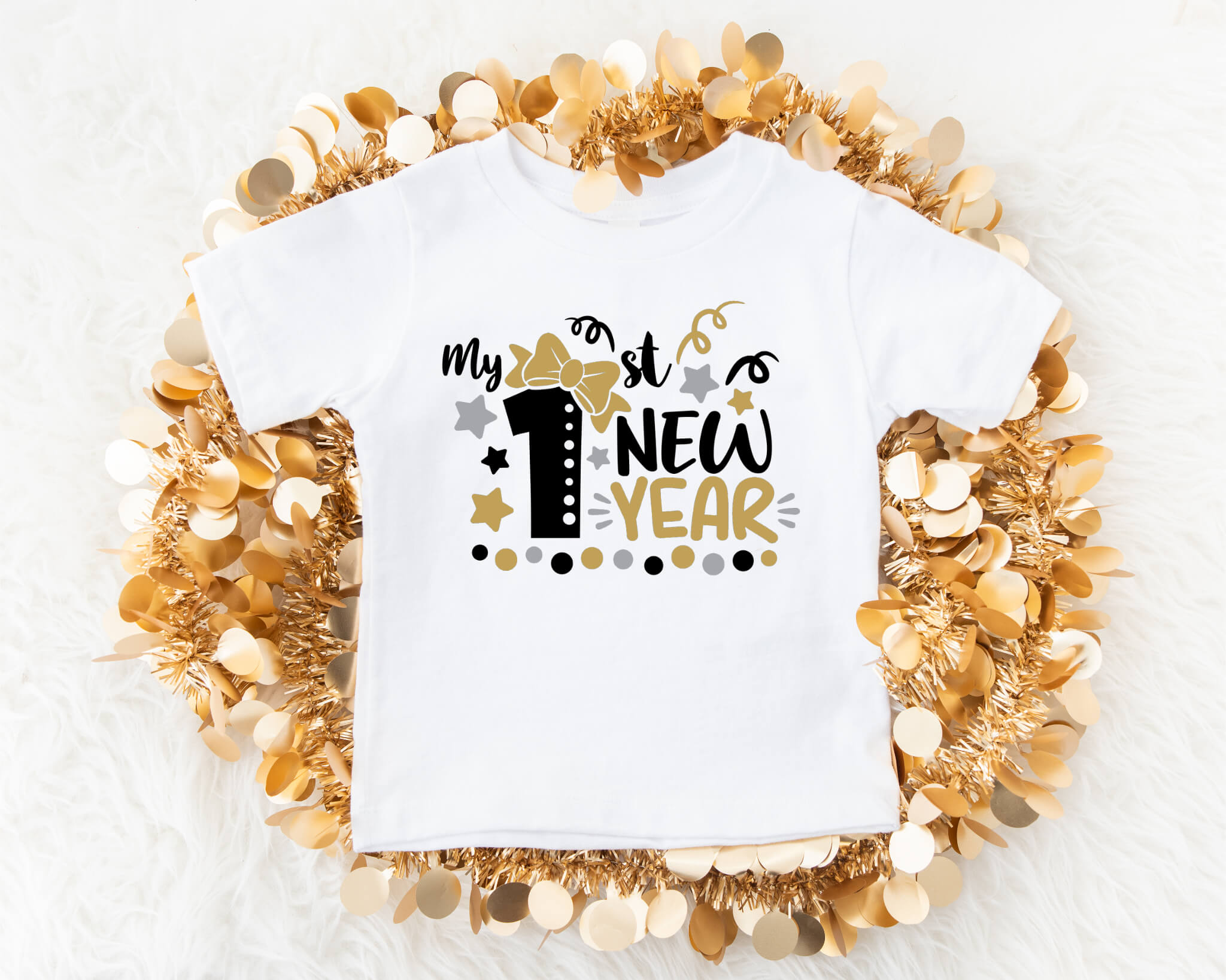 New Year's My 1st New Year Baby Girl Onesie Graphic Print T-Shirt