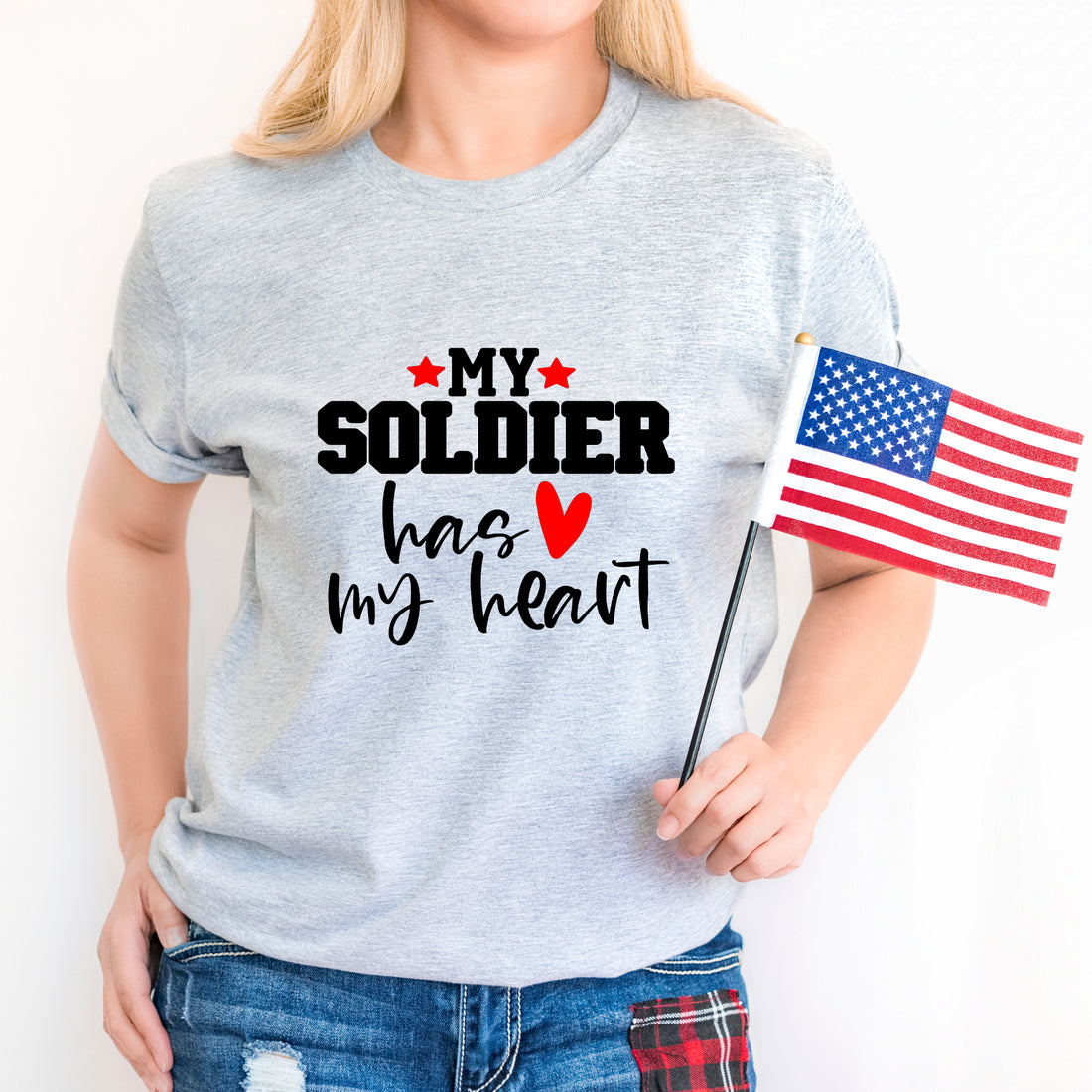 My Soldier Has My Heart Military Women's Graphic Print T-Shirt / Tank Top / Sweatshirt