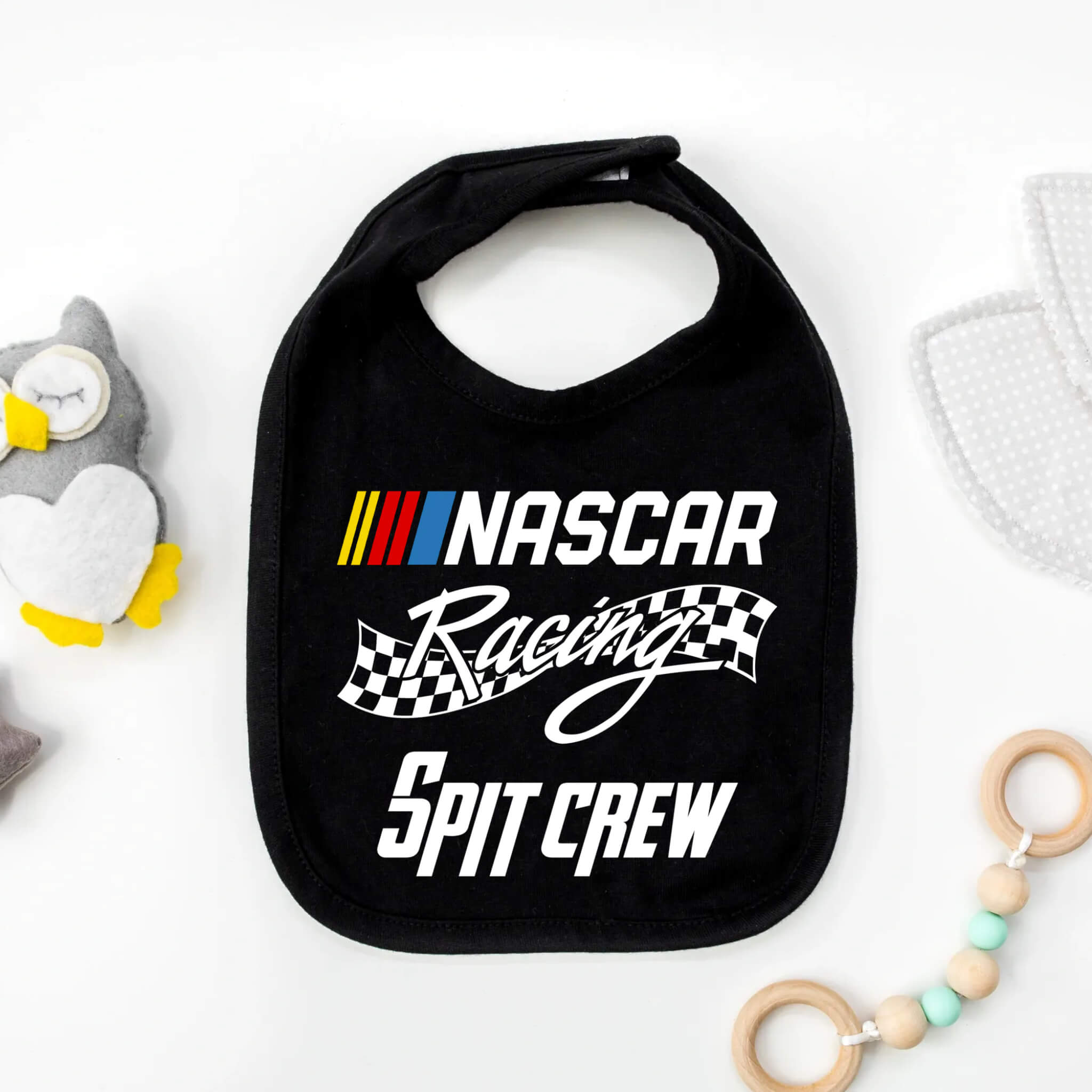 NASCAR Racing Spit Crew Bib NASCAR Fan Baby Bib Un regalo de baby shower único en su tipo