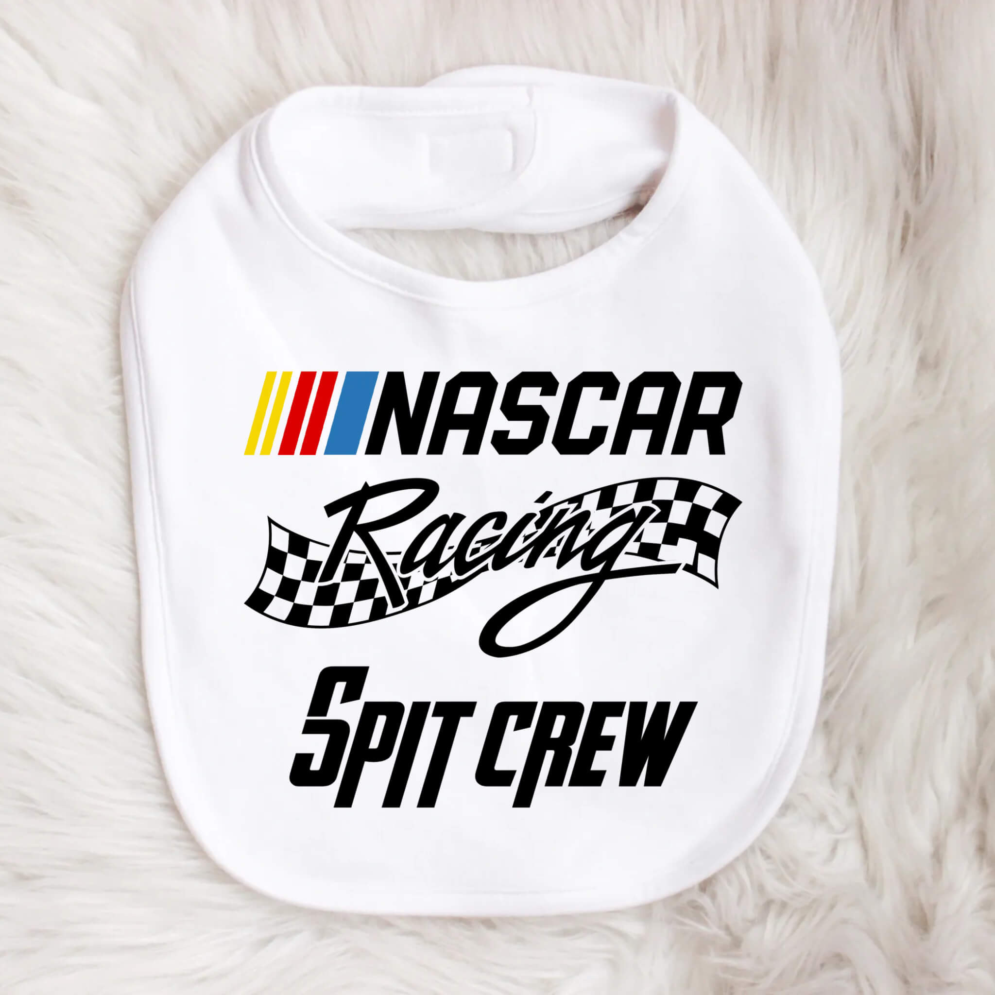 NASCAR Racing Spit Crew Bib NASCAR Fan Baby Bib Un regalo de baby shower único en su tipo