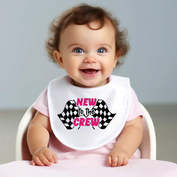 Racing - New To The Crew Customizable Baby Bib One of A Kind Baby Shower Gift