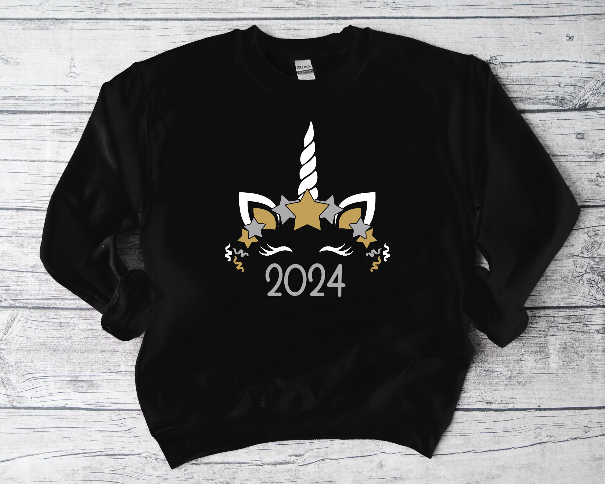 New Year's Unicorn 2024 Women's Graphic Print T-Shirt