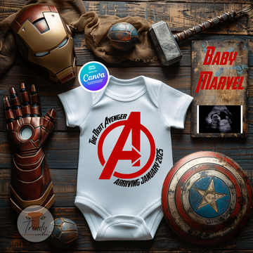 Digital Superhero Pregnancy Announcement, The Next Avenger is Coming, Customizable Marvel Themed, Personalized Editable Template