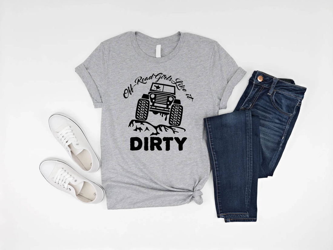 Racing - Off-Road Girl's Like It Dirty Customizable Women's Jeep Graphic Print T-Shirt