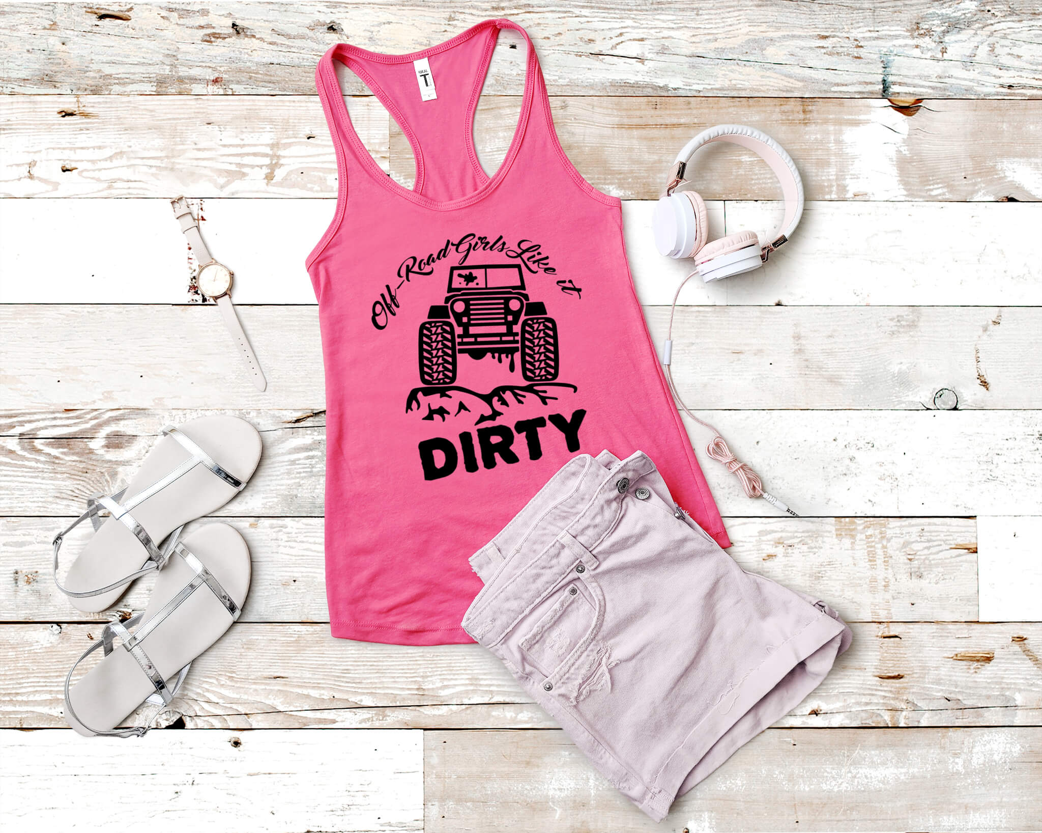 Racing - Off-Road Girl's Like It Dirty Customizable Women's Jeep Graphic Print Tank Top