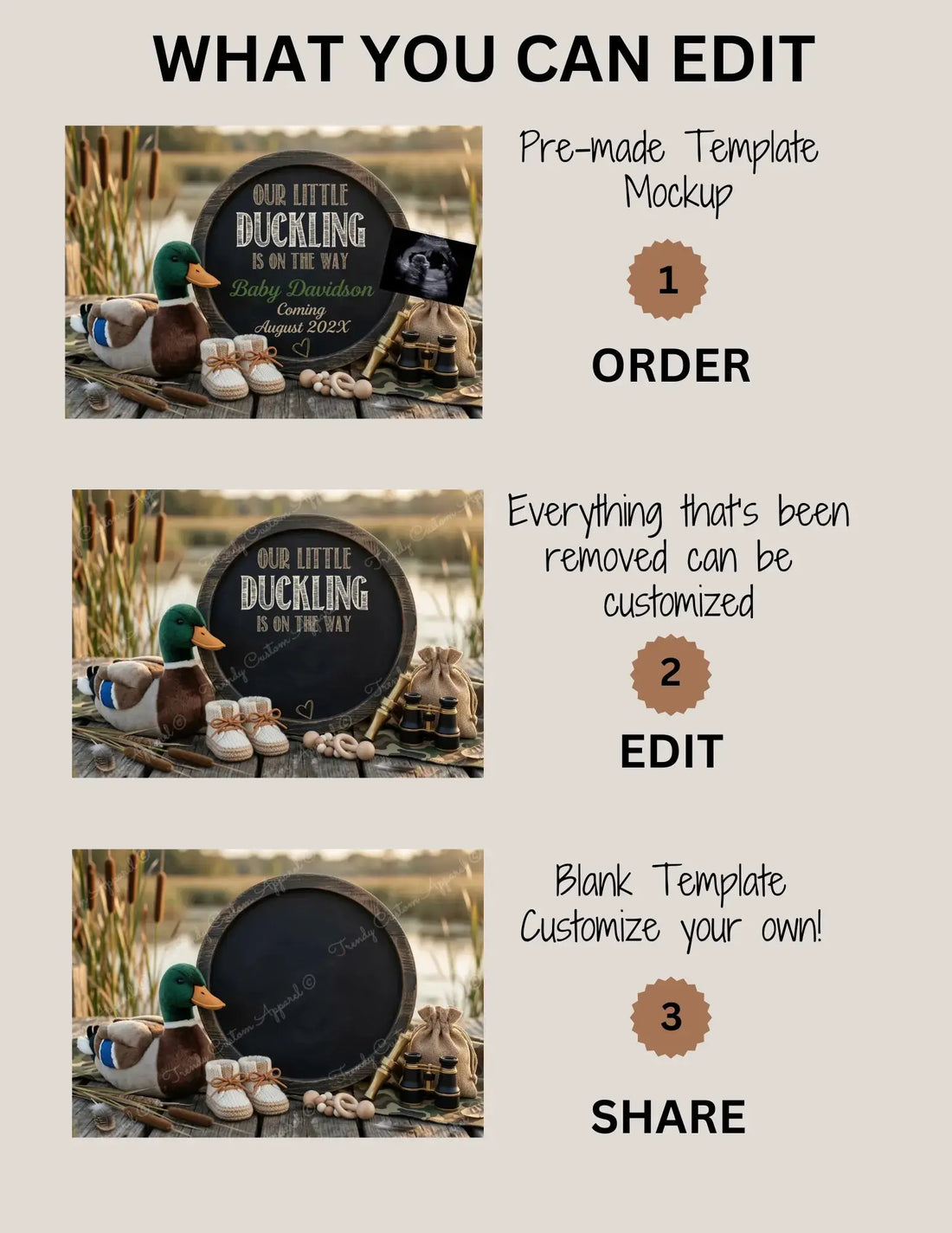 A New Duckling is Coming, Hunting Digital Pregnancy Announcement, Gender Neutral Customizable Editable Template - TrendyCustomApparel™