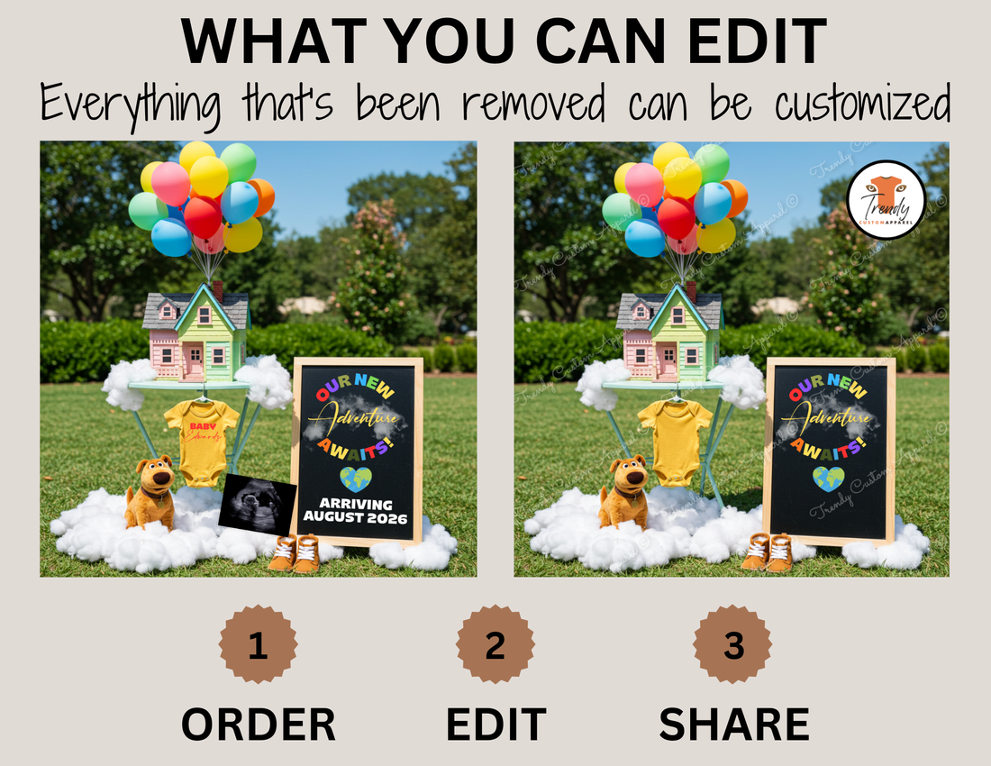 Digital Pregnancy Announcement, Our New Adventure Awaits, Disney Pixar Up Inspired Themed, Personalized Editable Template