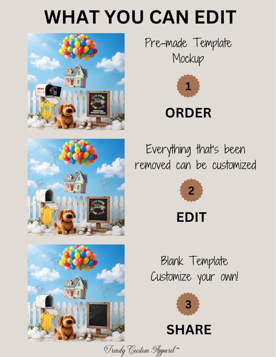Disney Up Baby Reveal Digital Editable Template, Pixar Inspired Canva Personalized Template TrendyCustomApparel™