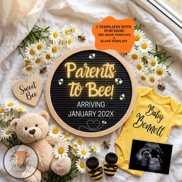Parents to Bee! Honey Bee Pregnancy Announcement Template | Fully Editable Digital Download TrendyCustomApparel™