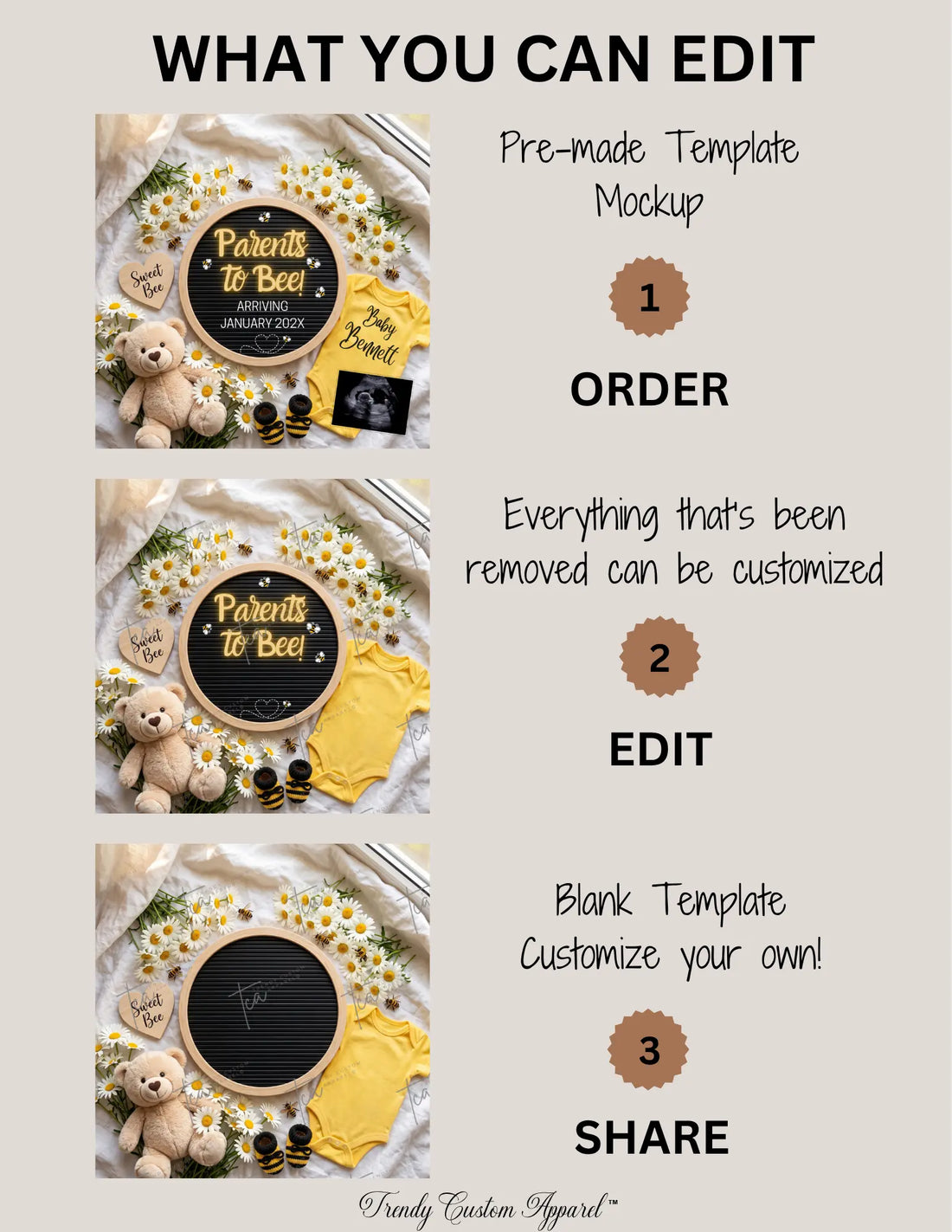 Parents to Bee! Honey Bee Pregnancy Announcement Template | Fully Editable Digital Download TrendyCustomApparel™