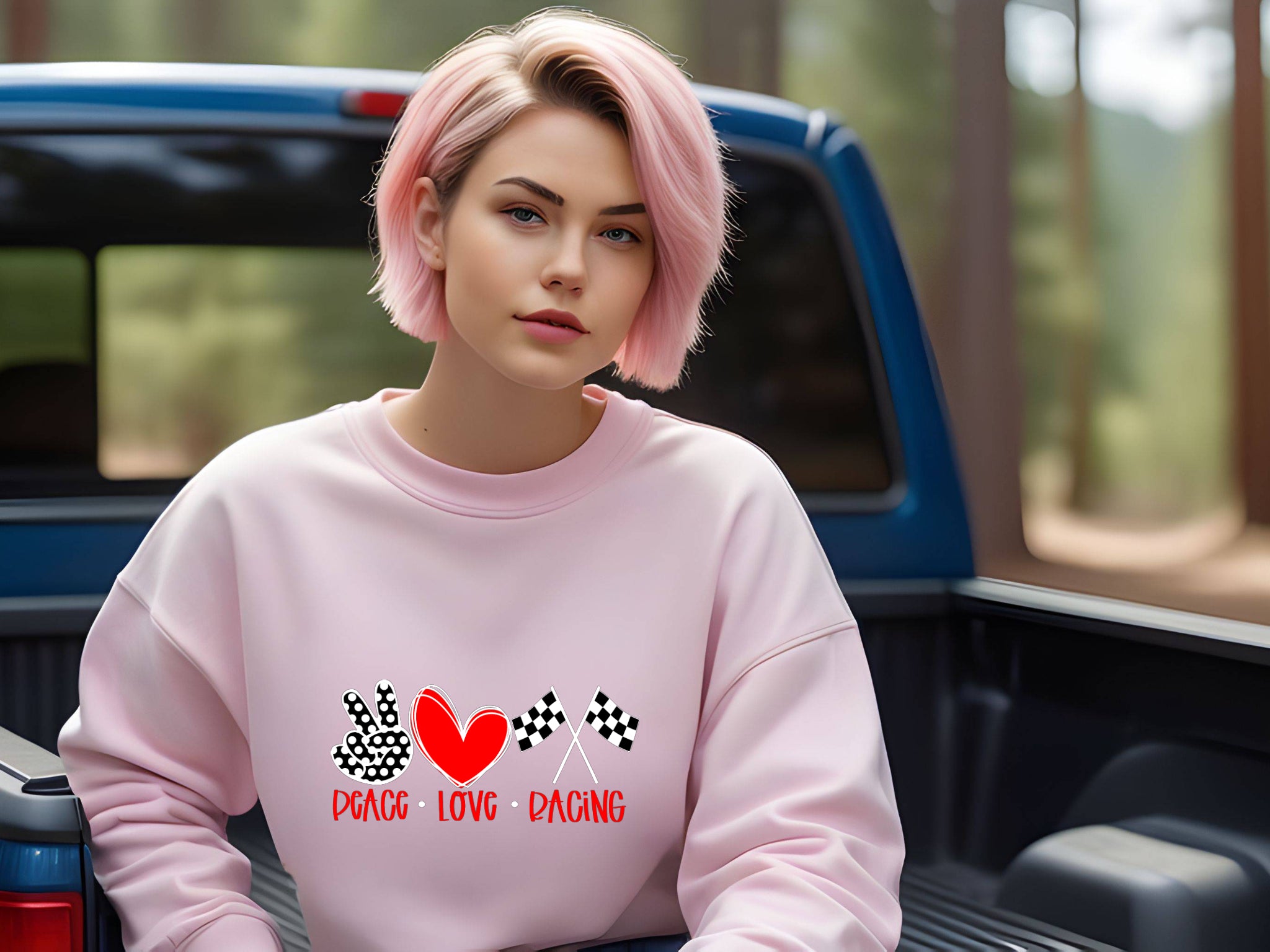 Racing - Peace Love Racing Graphic Print Women’s Sweatshirt