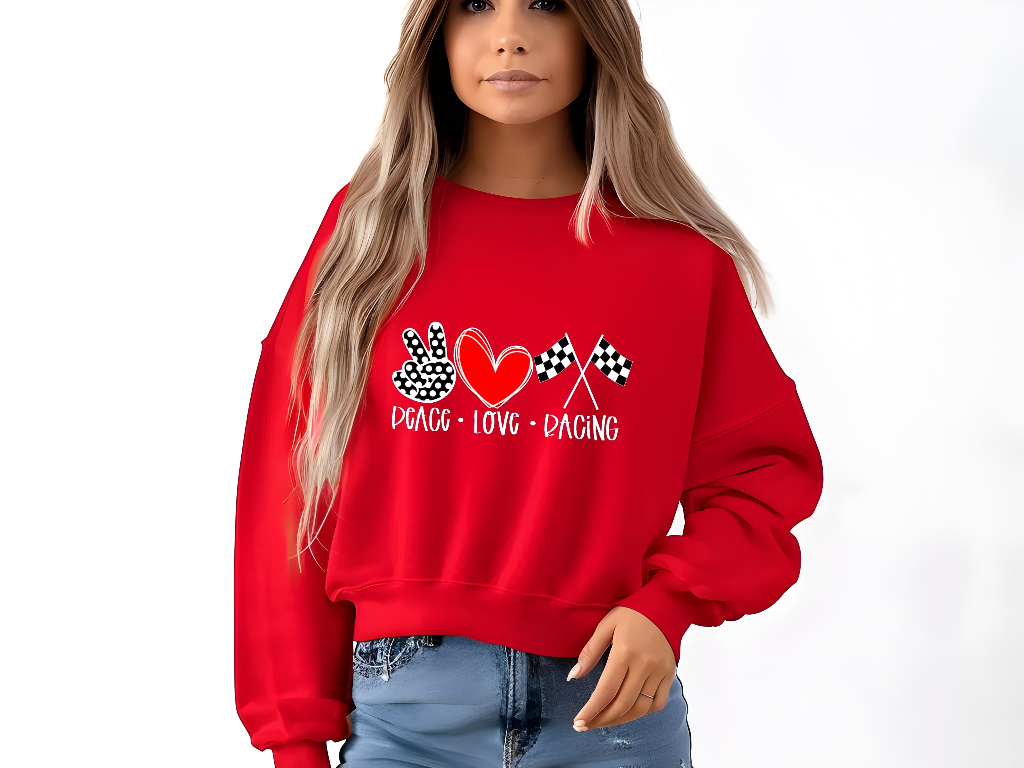 Racing - Peace Love Racing Graphic Print Women’s Sweatshirt
