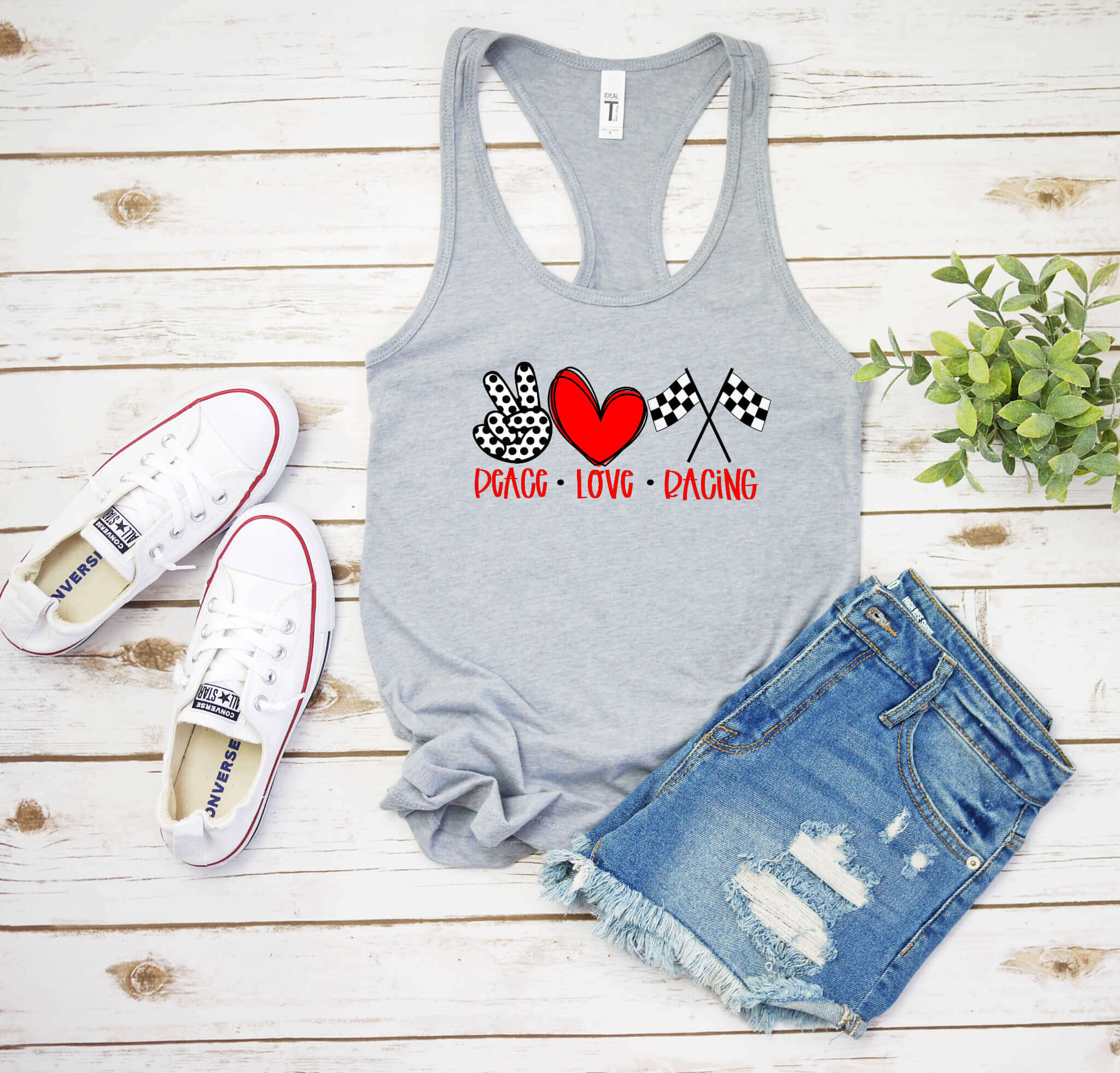 Racing - Peace Love Racing Graphic Print Women’s Tank Top