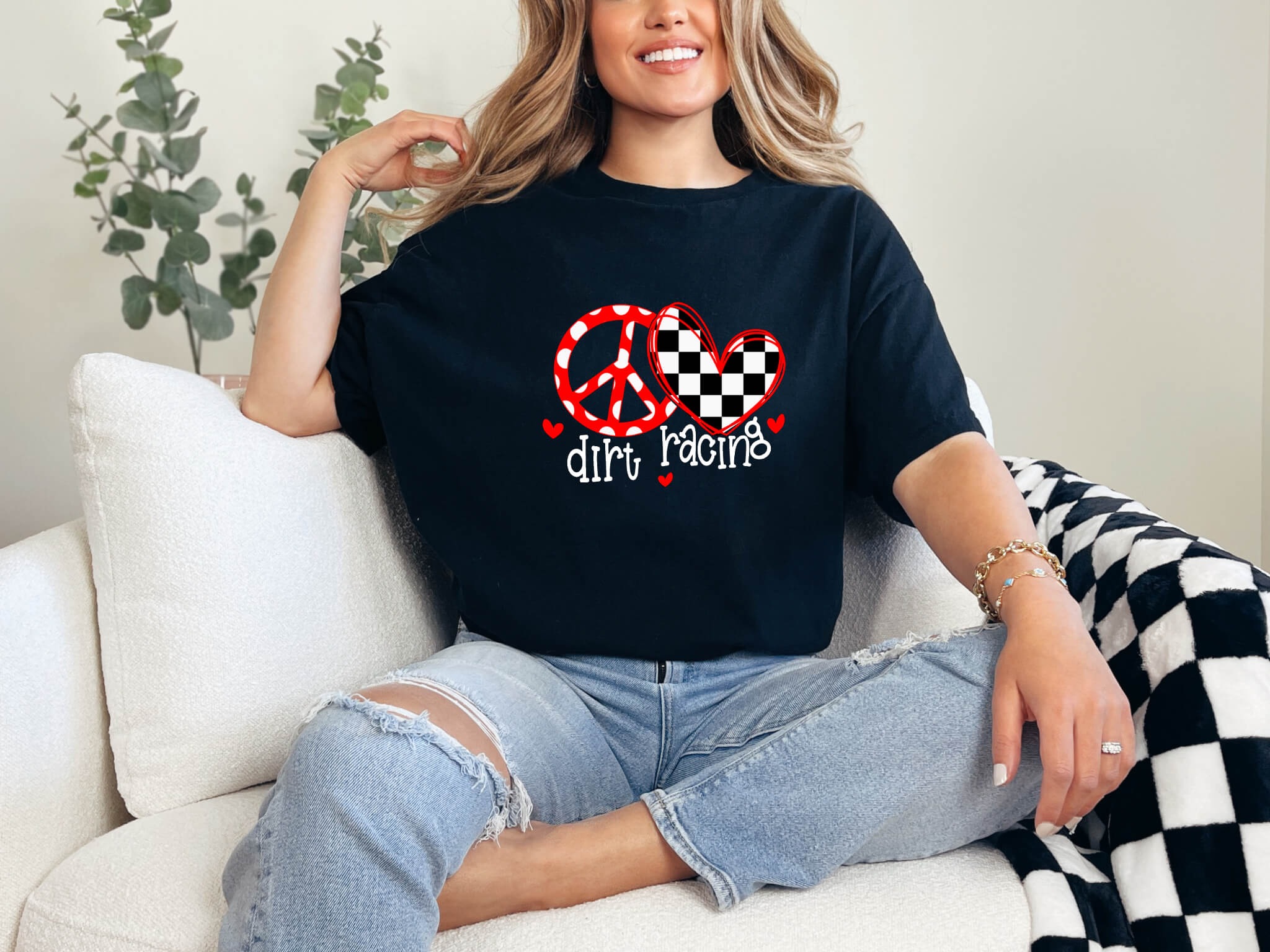 Racing - Peace Love Dirt Racing Women's Graphic Print T-Shirt