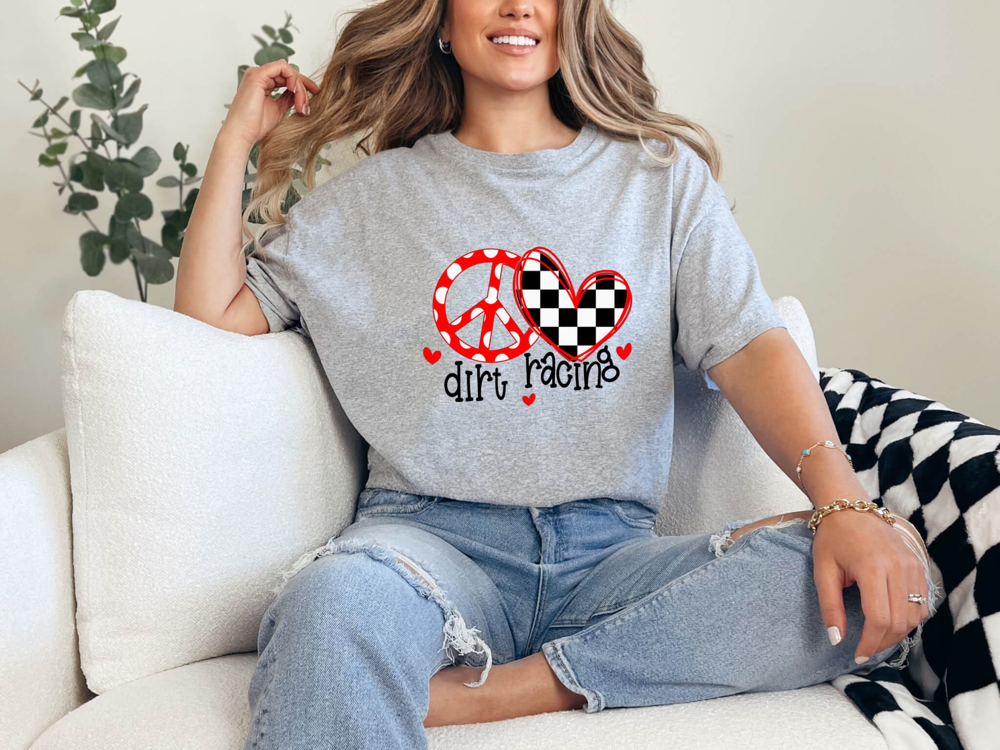 Racing - Peace Love Dirt Racing Women's Graphic Print T-Shirt