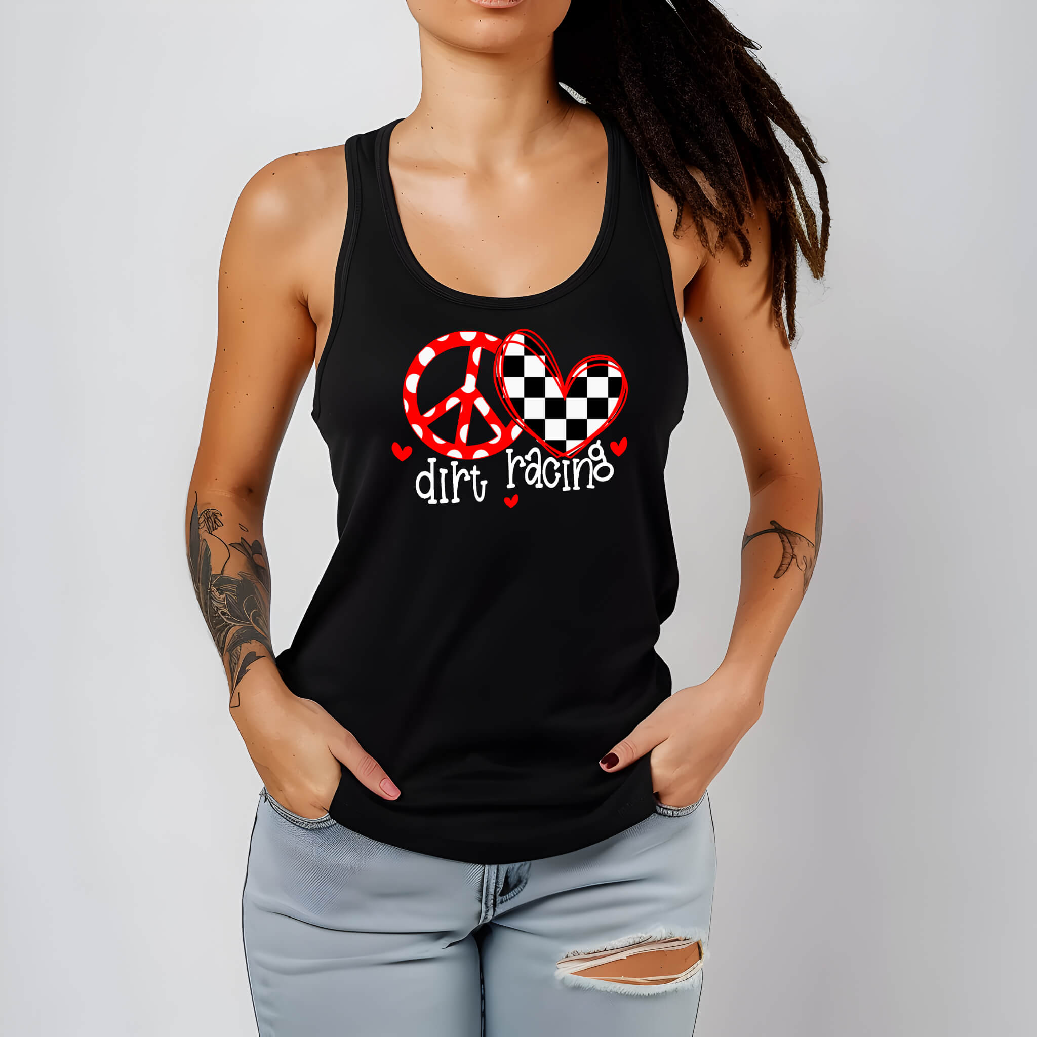 Racing - Peace Love Dirt Racing Women's Graphic Print Tank Top