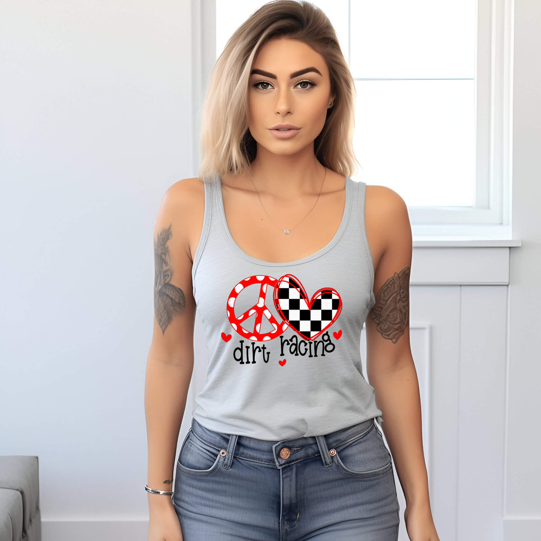 Racing - Peace Love Dirt Racing Women's Graphic Print Tank Top