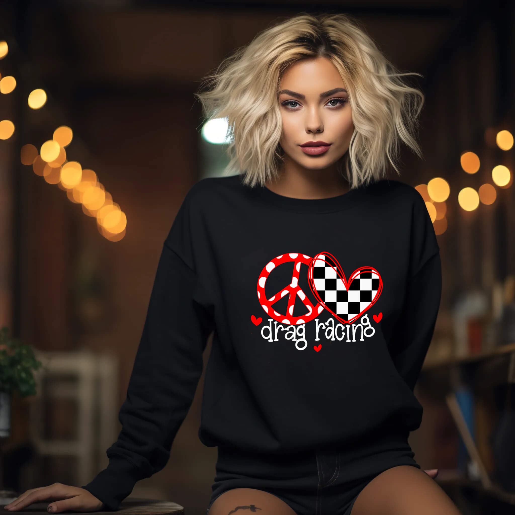 Racing - Peace Love Drag Racing Women's Graphic Print Sweatshirt