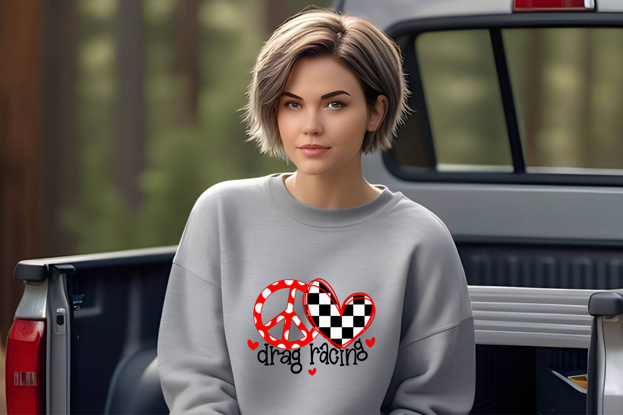 Racing - Peace Love Drag Racing Women's Graphic Print Sweatshirt