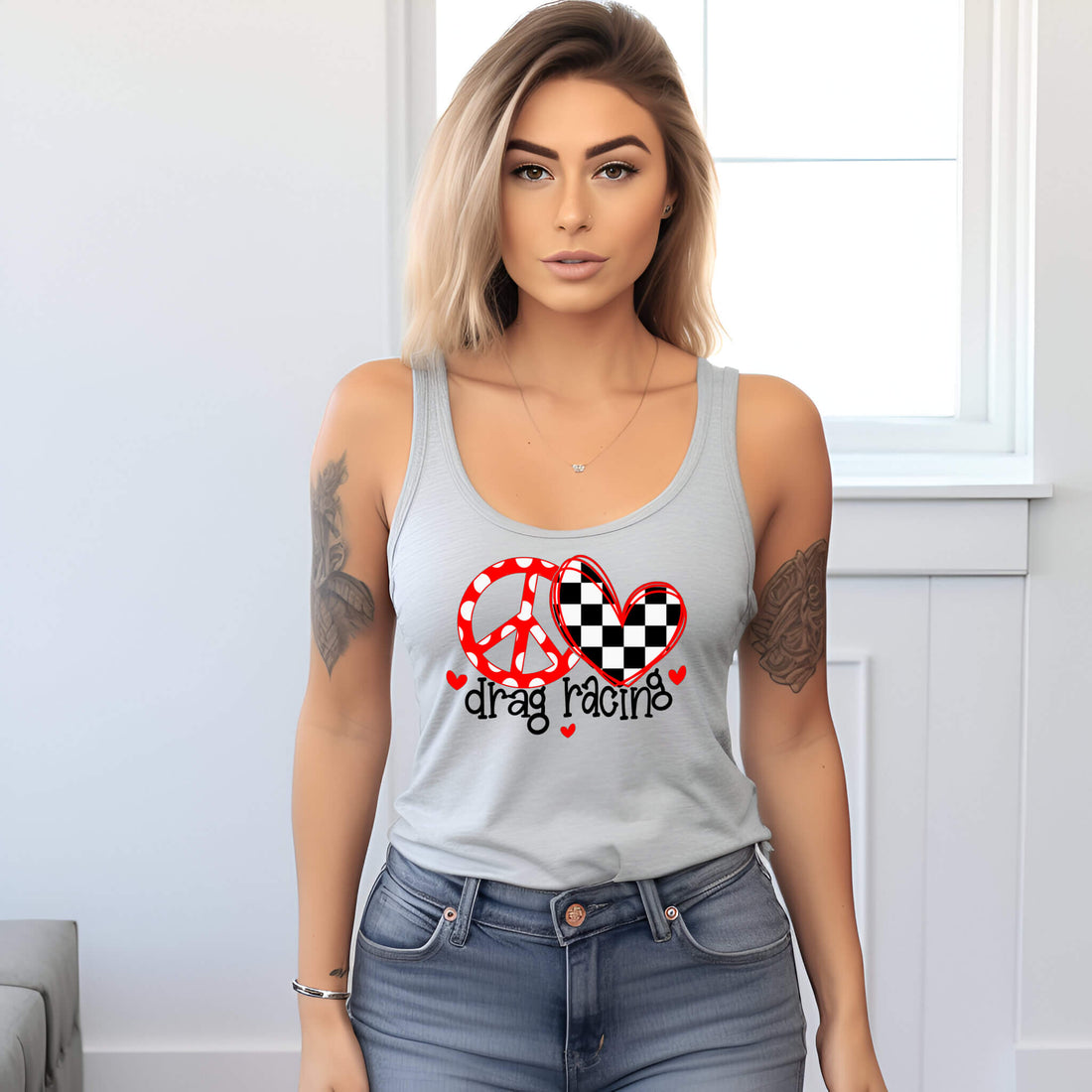 Camiseta del 4 de julio, All American Racing Babe, tanque azul blanco rojo, camiseta patriótica, camiseta sin mangas para mujer, ropa personalizada, camiseta del Día de la Independencia, tanque del Día de los Caídos