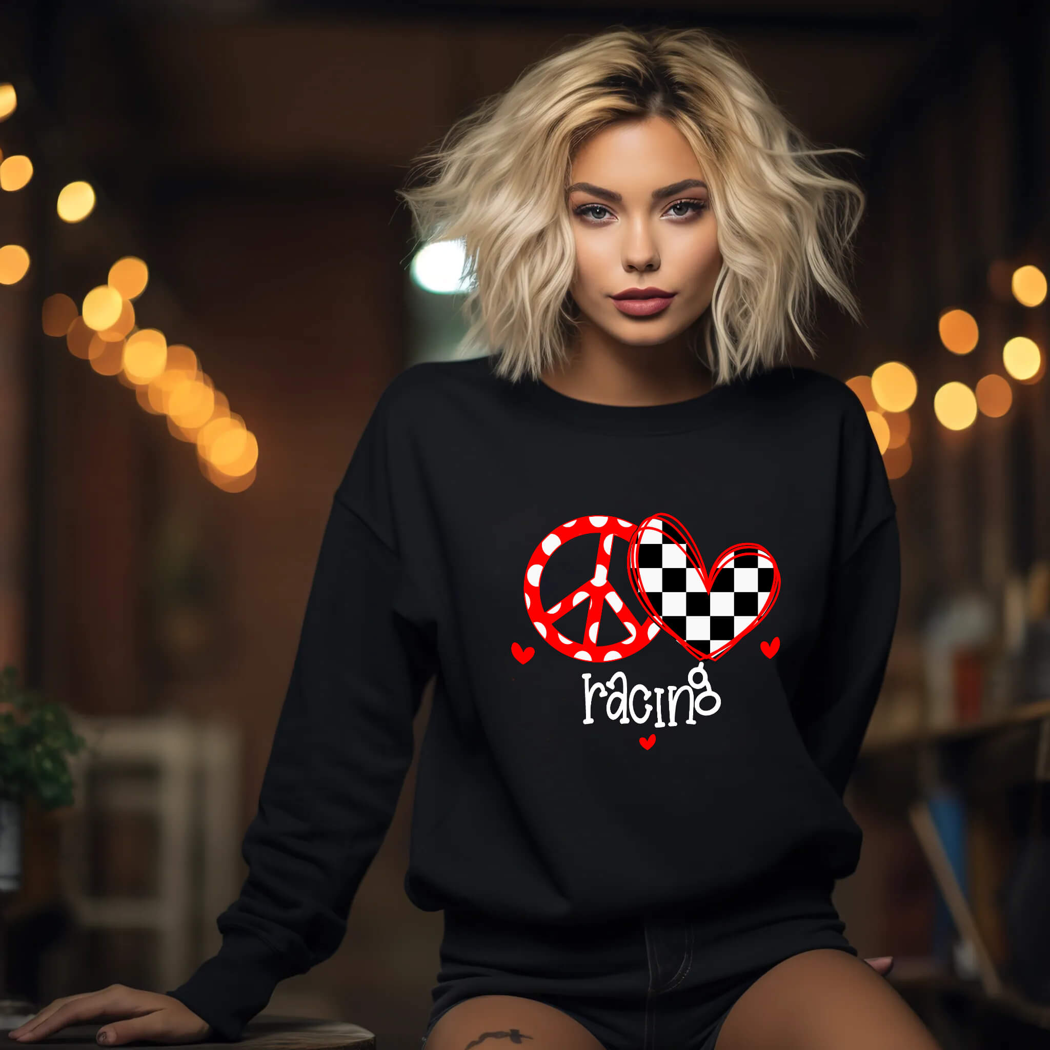 Racing - Peace Love Racing Women's Graphic Print Sweatshirt