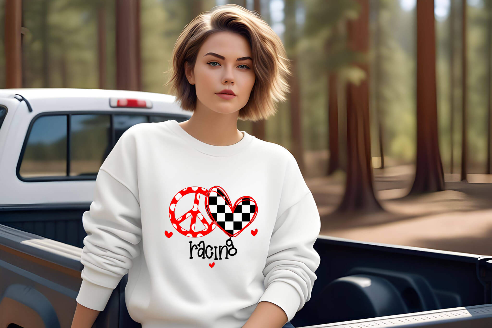Racing - Peace Love Racing Women's Graphic Print Sweatshirt