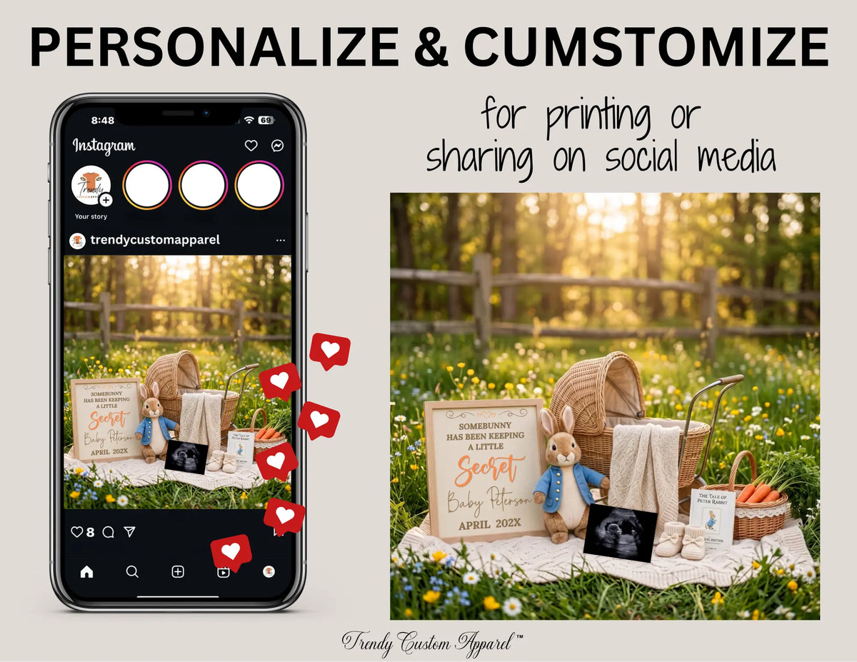 Somebunny Has Been Keeping A Little Secret Easter Pregnancy Announcement Digital Template 
