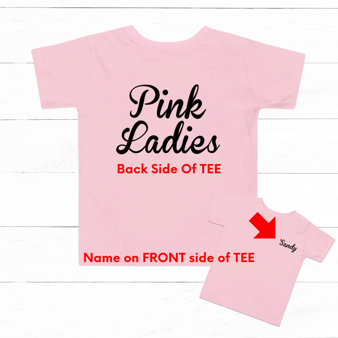 Halloween Grease Pink Ladies Personalized Toddler, Youth or Women's Graphic Print T-Shirt