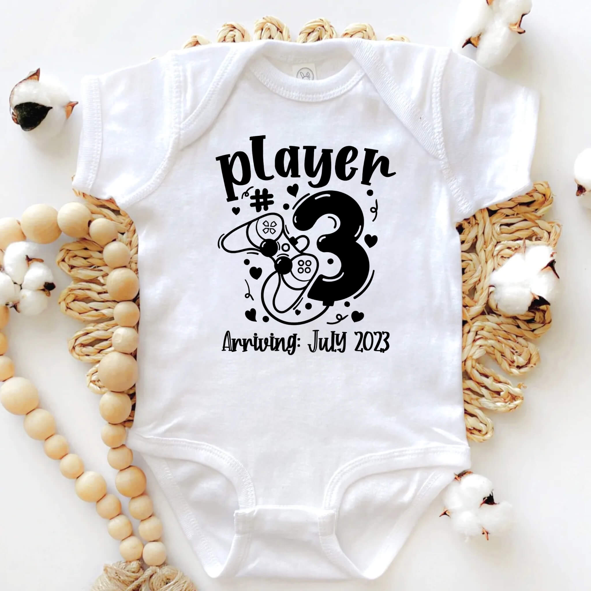 Anuncio de embarazo personalizado, jugador 1, 2, 3, 4 llegando, papá, abuela, abuelo, tía, futuro tío, anuncio de embarazo de jugador, videojugador personalizado anuncio de embarazo de bebé Onesie