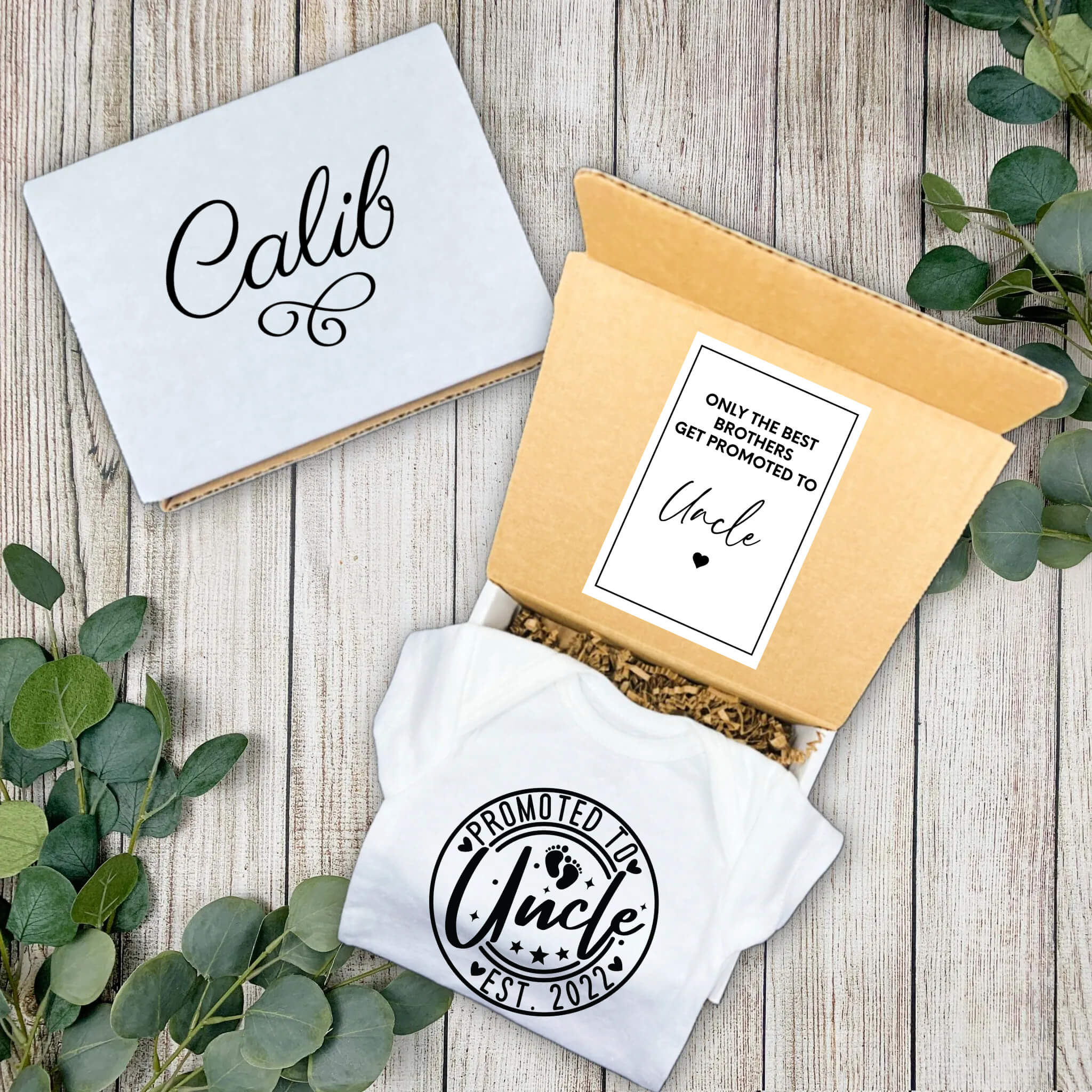 Anuncio de embarazo personalizado, tío futuro, mono de anuncio de bebé personalizado, caja de regalo de anuncio de embarazo personalizada, caja de regalo de anuncio de bebé personalizada