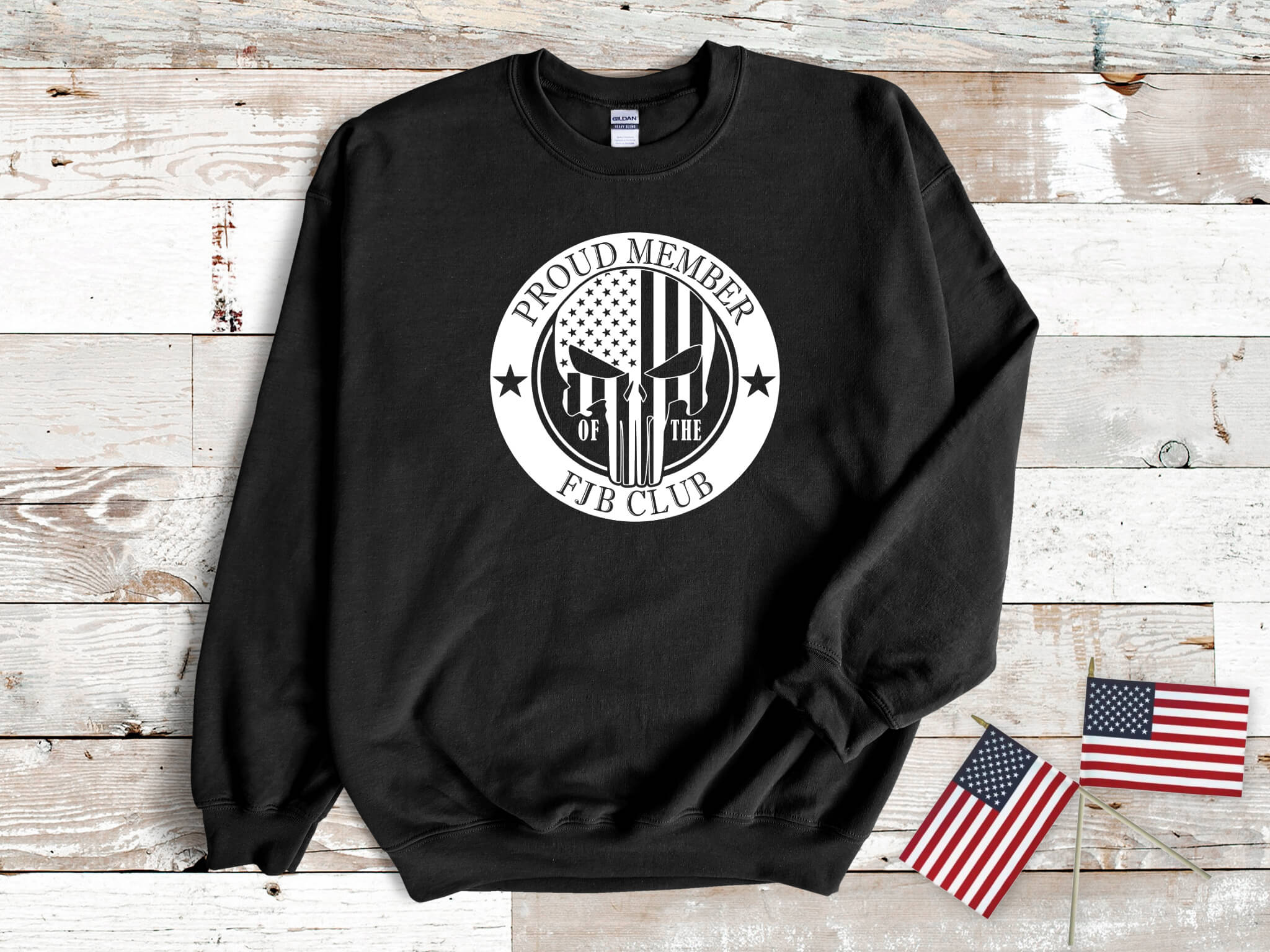 America - Proud Member Of The FJB Club Punisher Skull Flag Unisex Graphic Print Sweatshirt