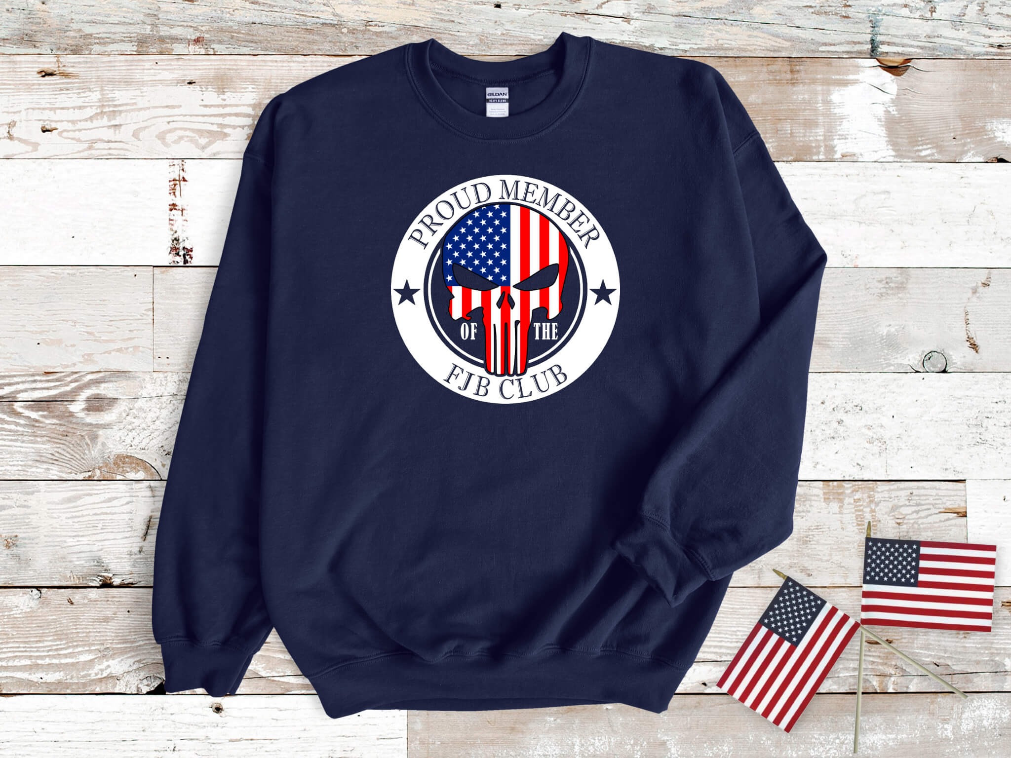 America - Proud Member Of The FJB Club Punisher Skull Flag Unisex Graphic Print Sweatshirt