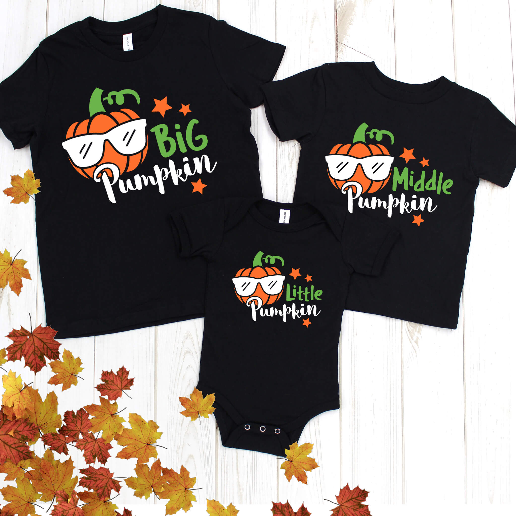 Fall Boy's Matching Sibling Thanksgiving Pumpkin Graphic Print T-Shirt