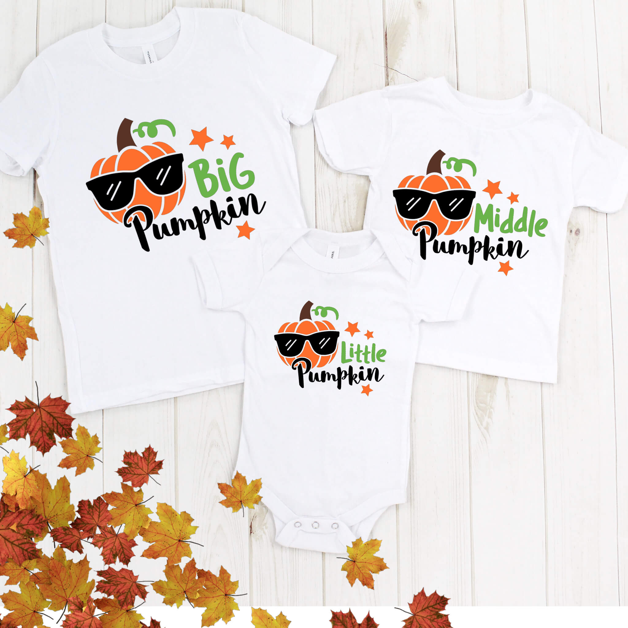Fall Boy's Matching Sibling Thanksgiving Pumpkin Graphic Print T-Shirt