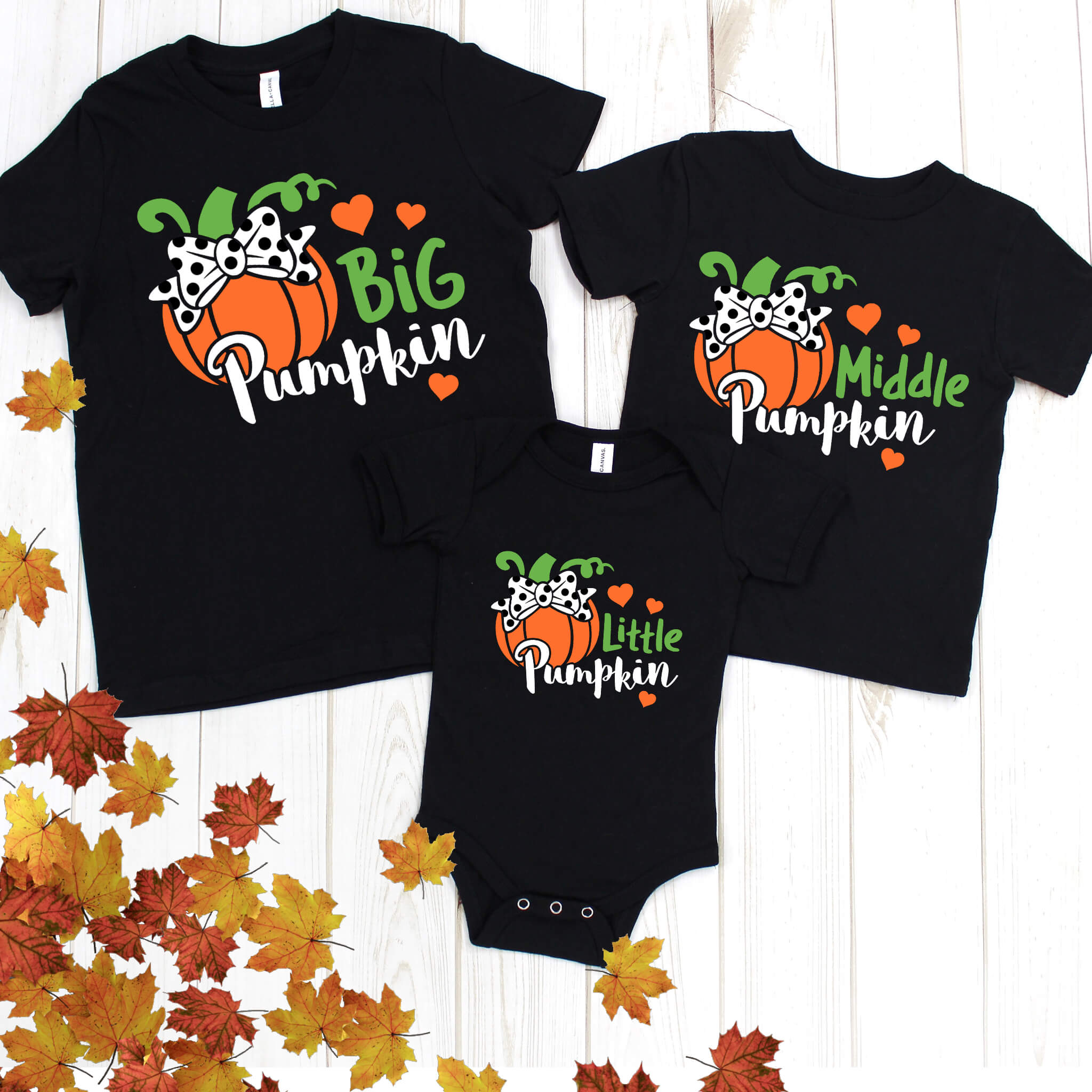Fall Girl's Matching Sibling Thanksgiving Pumpkin Graphic Print T-Shirt