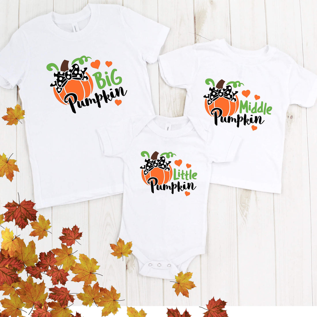 Fall Girl's Matching Sibling Thanksgiving Pumpkin Graphic Print T-Shirt