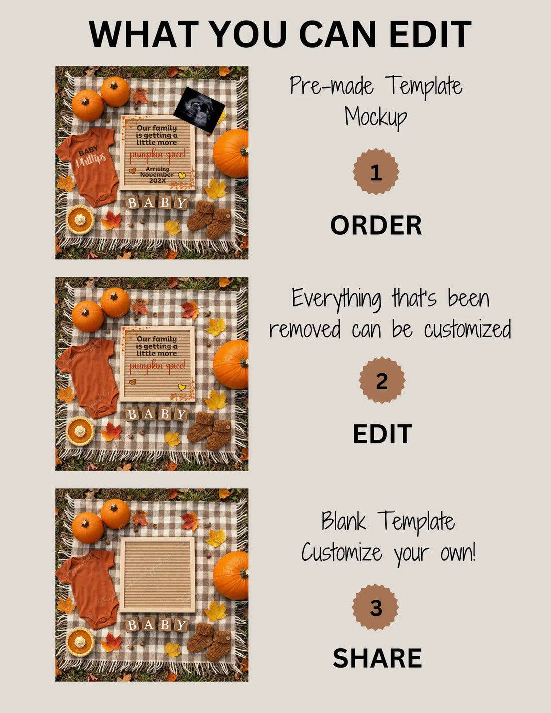 Adding A Pumpkin Reveal, Fall Pumpkin Digital Pregnancy Announcement, Customizable Editable Template, Autumn Instant Download TrendyCustomApparel™