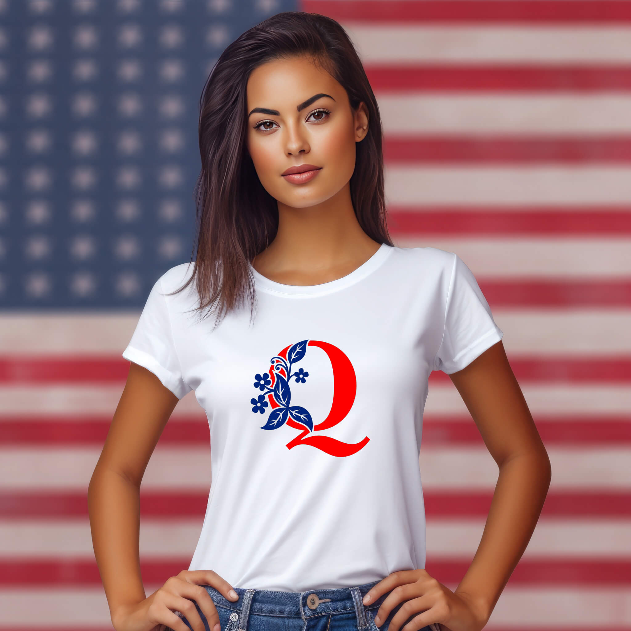 America Patriotic - "Q" WWG1WGA Women's Graphic Print T-Shirt / Sweatshirt